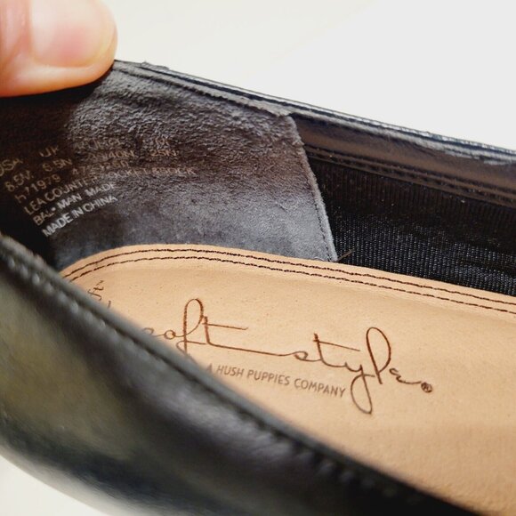 Womens Sz 8.5M Soft Style Hush Puppies innerSoft Black Slip on Pump Heel Shoes - Picture 5 of 6